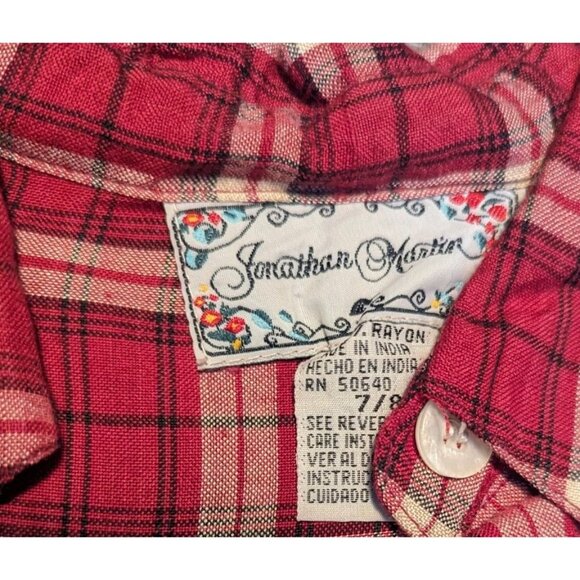 Jonathan Martin Colorful Plaid‎ Country Home Long Sleeve Button Size 7/8 Western - Picture 4 of 11